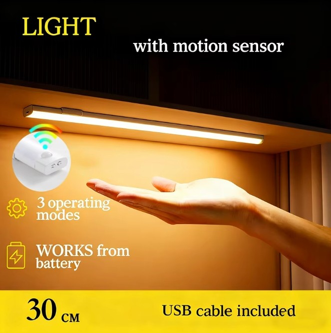 Rechargeable LED Motion Sensor Under Cabinet Closet Light USB Kitchen Lamp Strip gallery