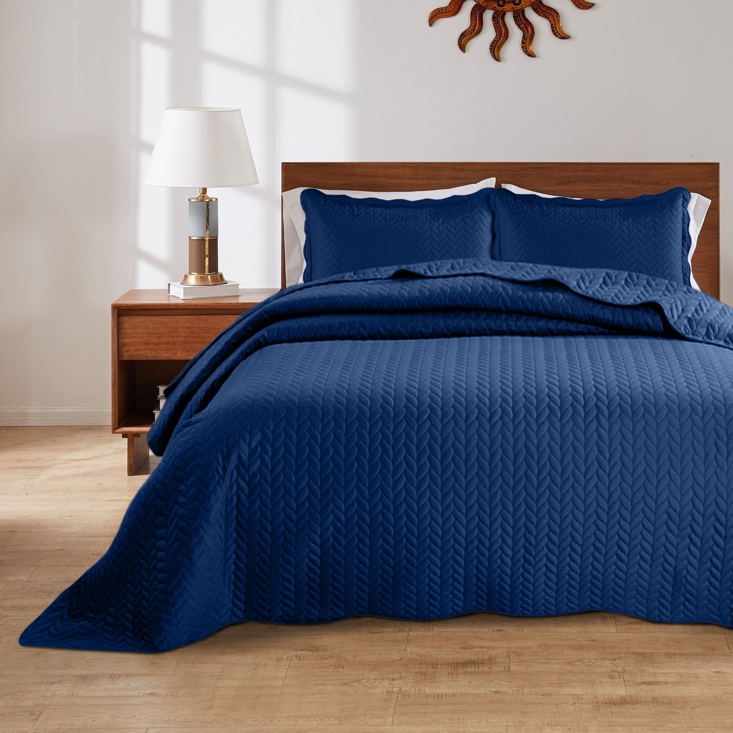 Reversible Quilted Bedspread Set Lightweight Embossed Coverlet Throw Twin Size gallery