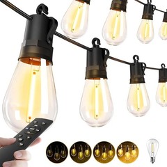 Outdoor String Lights Patio LED – Light Outside 50Ft 15M Waterproof Remote Dimma