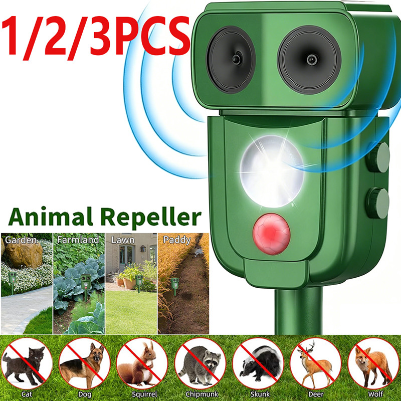 1/2/3Pcs Solar Ultrasonic Animal Repellent Dog Cat Skunk Deer Raccoon For Garden gallery