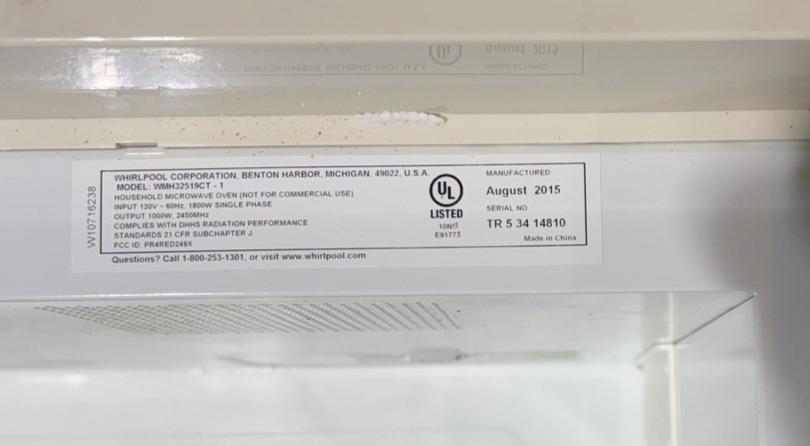 Maytag Over The Range Microwave Bisque with mounting bracket & glass tray, used gallery