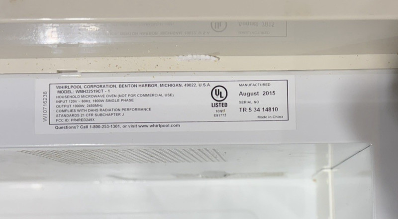 Maytag Over The Range Microwave Bisque with mounting bracket & glass tray, used gallery