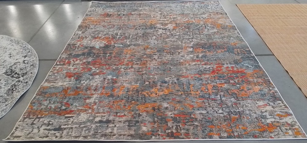 GREY / ORANGE 8'-0" x 10'-0" Back Stain Rug, Reduced Price 1172789956 MAD460F-8
