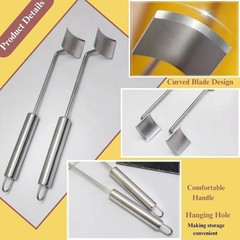 2PC Corn Peeler Stainless Steel Corn Cob Stripping Tool w/ Hook Long Handle Corn