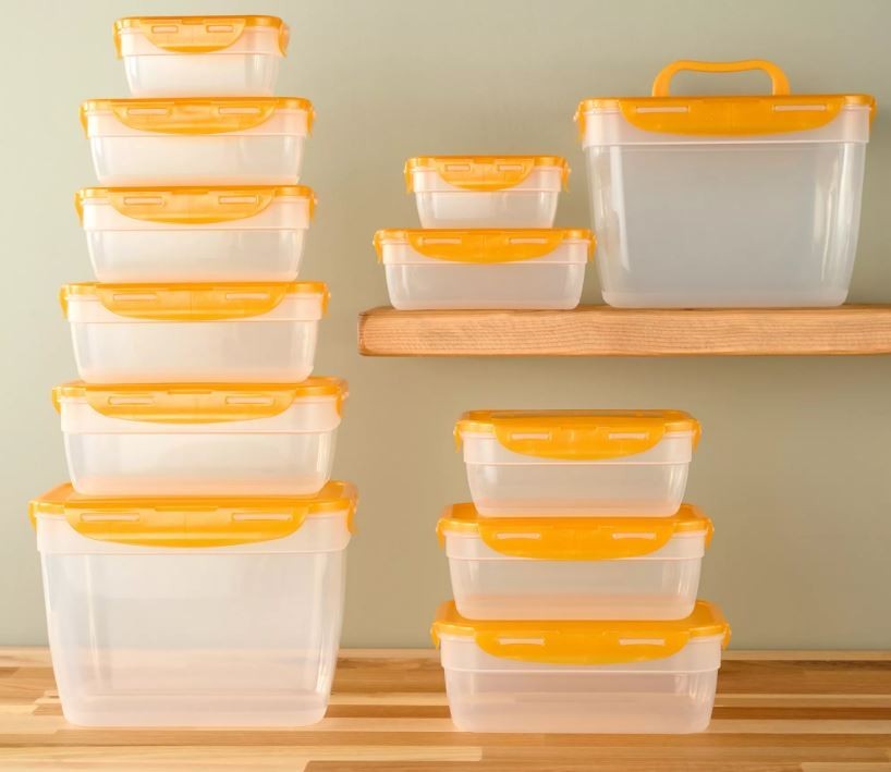 LocknLock 12-Pc Nestable Rectangle Storage Set,2 Handle Lids K313878 Marigold gallery