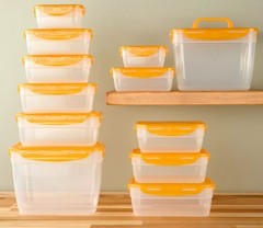 LocknLock 12-Pc Nestable Rectangle Storage Set,2 Handle Lids K313878 Marigold