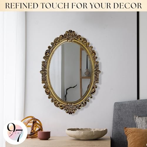 Small Oval Mirror for Table - Gold Vintage Mirror for Tabletop and Wall gallery