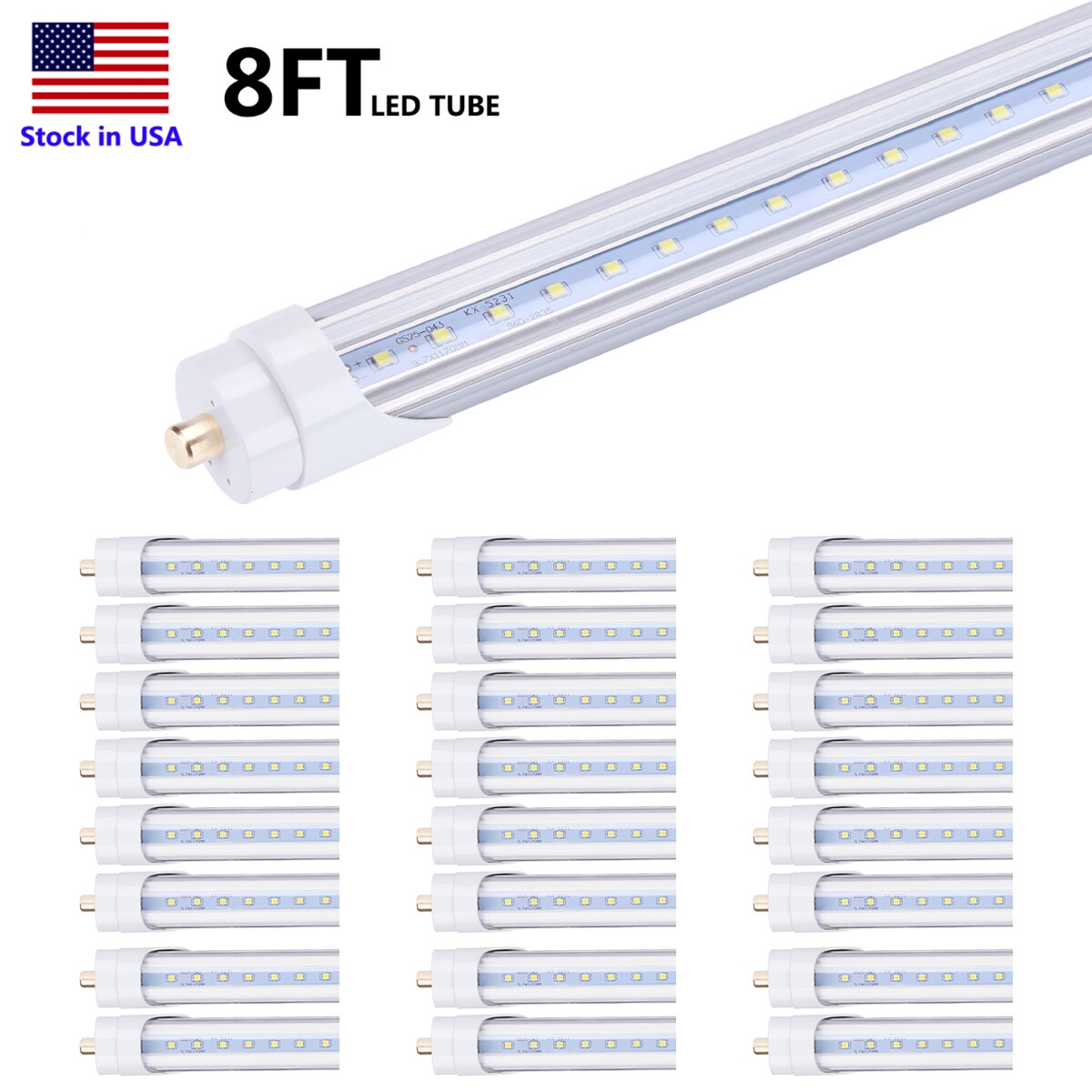25Pack 8FT LED Tube Light FA8 Single Pin Bulb Light T8 8Feet led shop light tube gallery