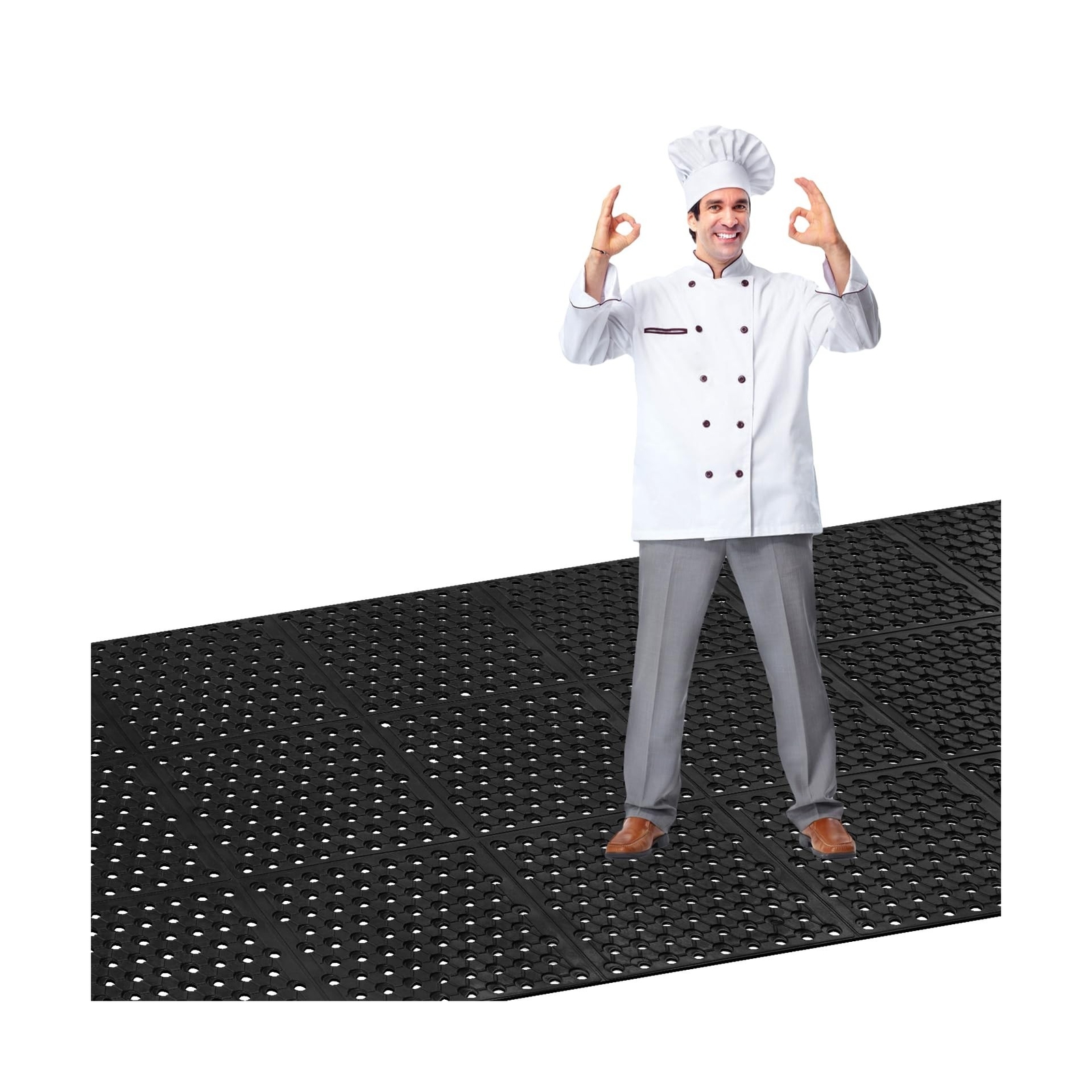 Commercial Anti-Fatigue Drainage Rubber Matting, 83"x35", Heavy Duty Non-Slip... gallery