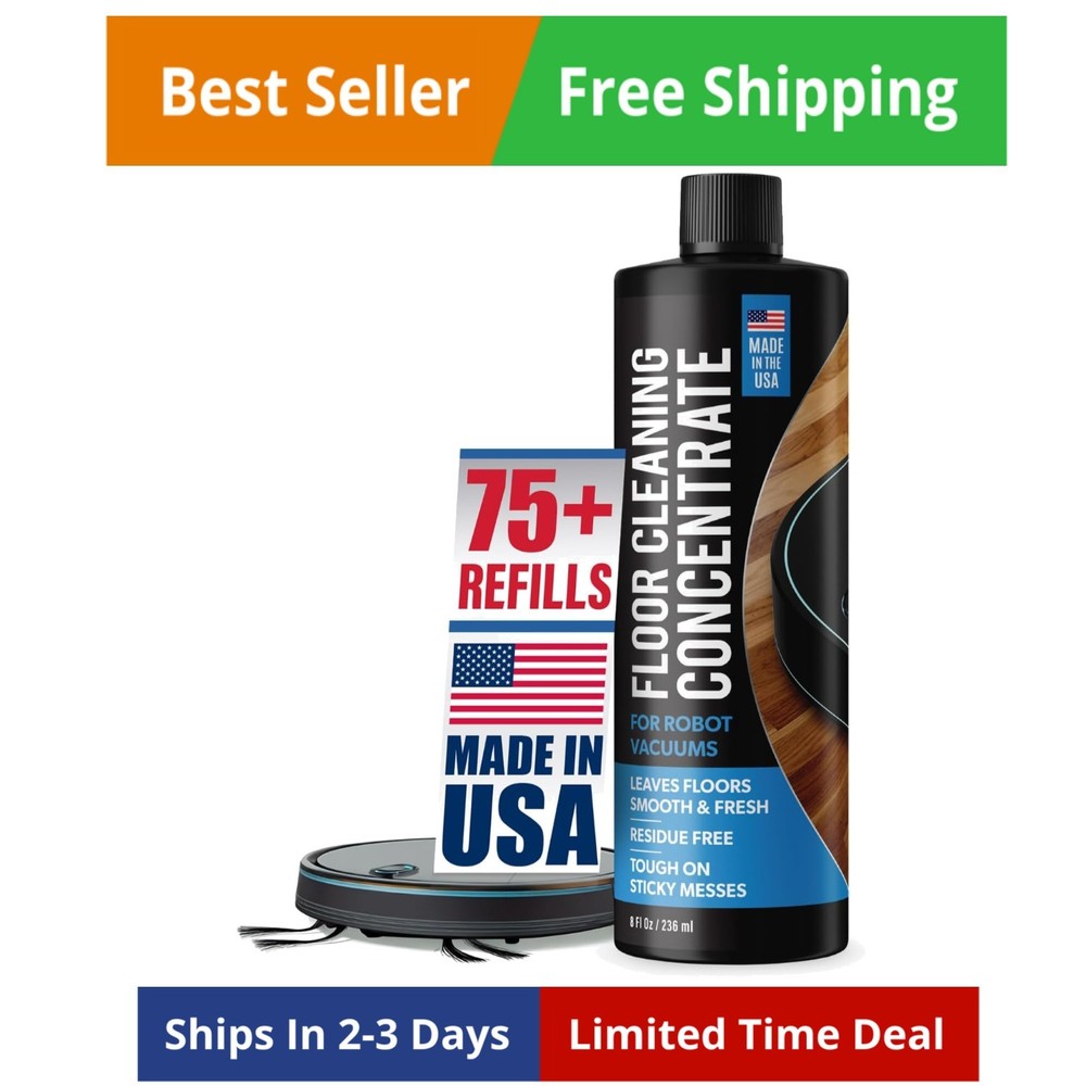 Effortless Floor Care: 75+ Refills Robot Vacuum Cleaning Solution - Made in USA