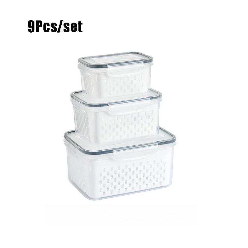 9Pcs/Set Fruit Storage Containers for Fridge, Fridge with Removable Colander, Al gallery