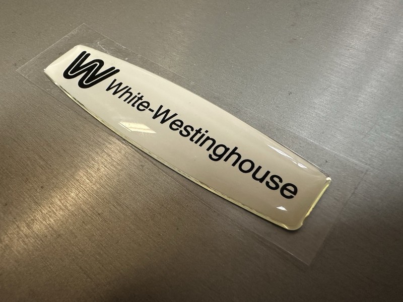 White-Westinghouse PU Crystal Dome Emblem Badge Nameplate Sticker, Beige, New gallery