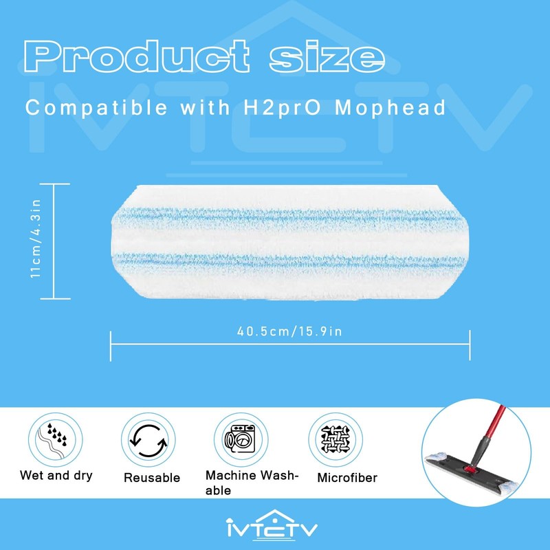 3-Pack Replacement Mop Pads for O-Cedar H2prO/ Vileda H2prO Flat Mop System | W gallery