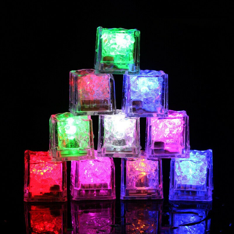 12x Waterproof Light Up Led Ice Cubes for Party Drinks Glowing Flashing Ice Cube gallery
