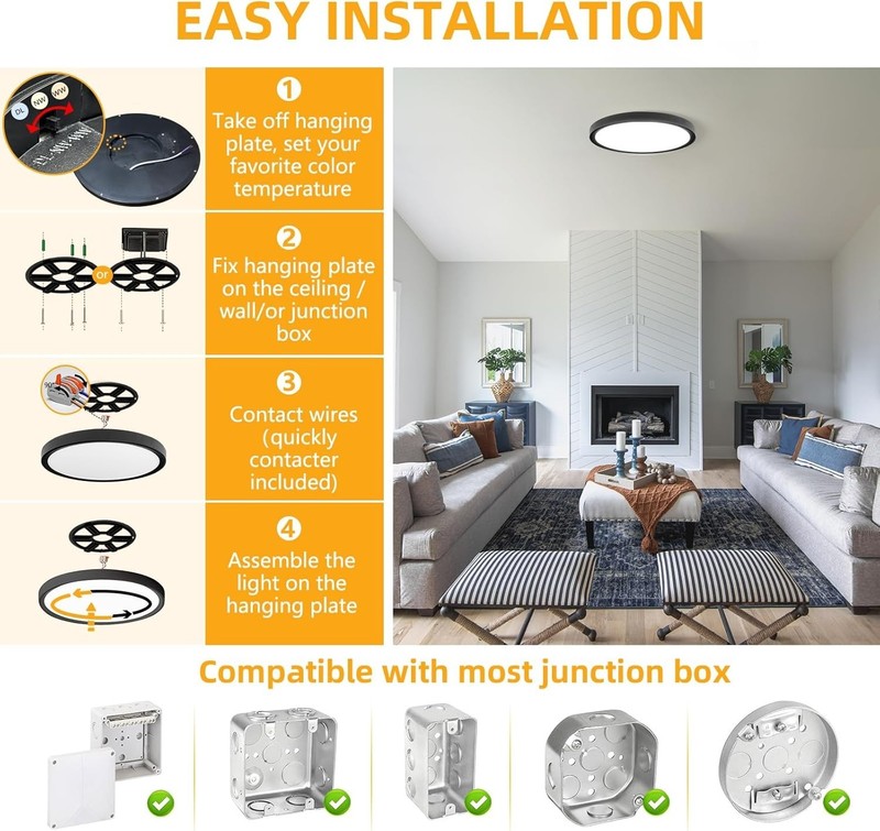 6 Pack 9" LED Flush Mount Ceiling Light - 3 Color Options, Ultra-Slim Design gallery