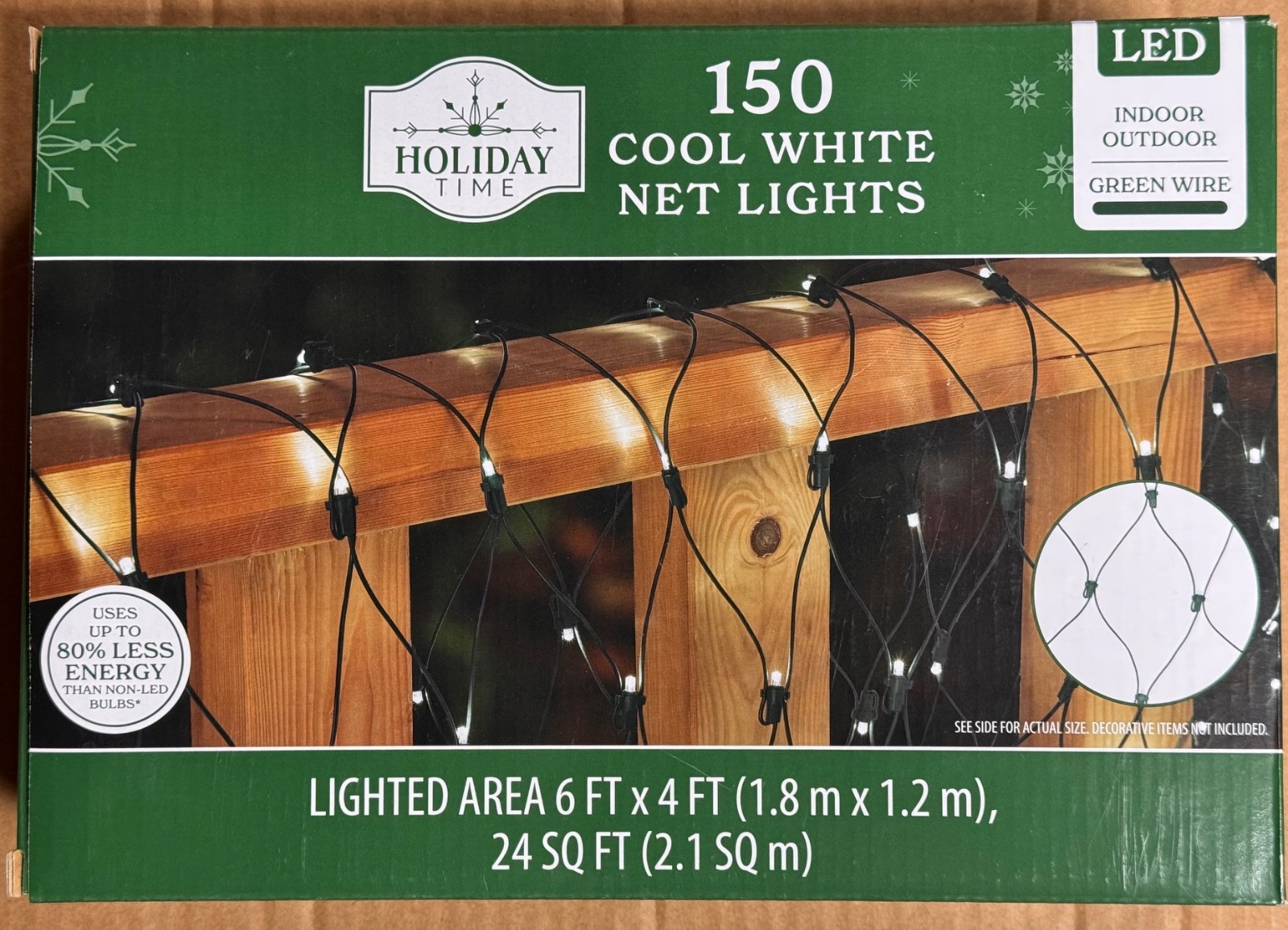 Holiday Time 150 COOL WHITE LED Net Christmas Lights w/ Green Wire 24 Sq. Ft NIB gallery