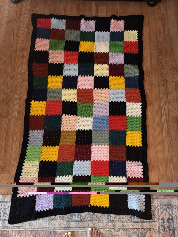 Handmade crochet multicoloured patchwork blanket #crochet #patchwork #blanket gallery