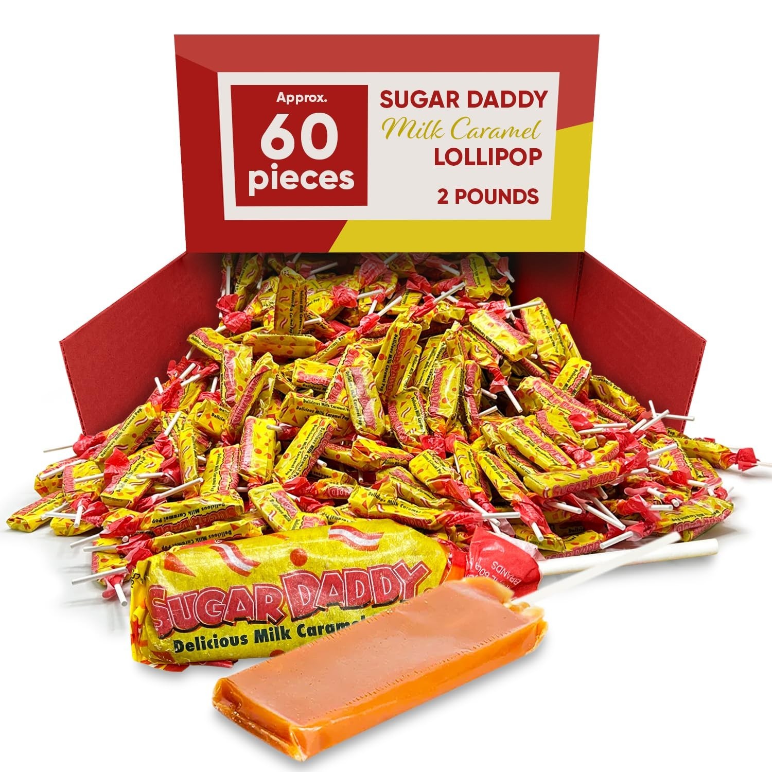 Sugar Daddy Milk Caramel Pops, Bulk & Delicious Fun Size Candy (2 Pounds) gallery