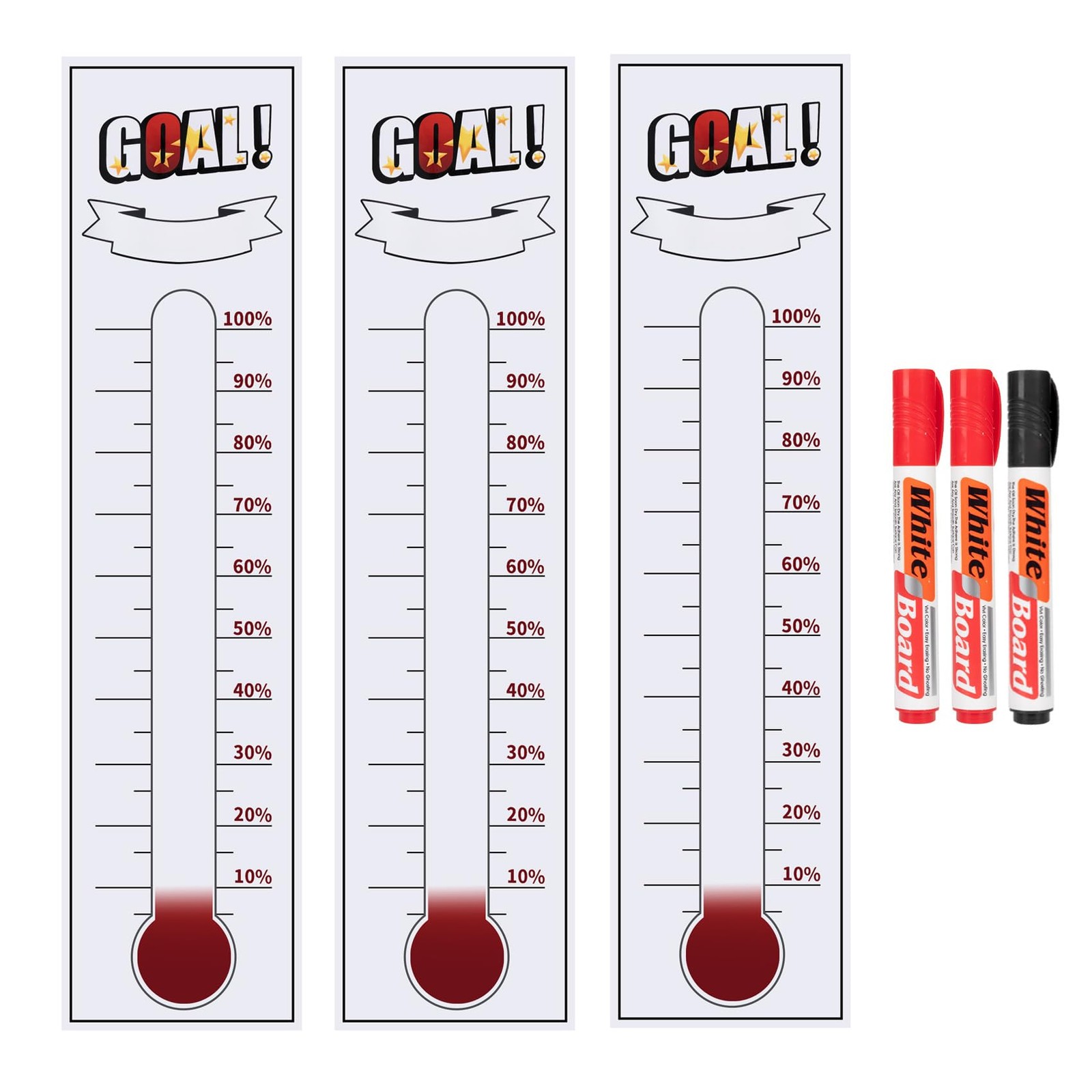 Fundraiser Thermometer Tracker, 46"x12" Self-Adhesive with Dry Erase Markers,... gallery