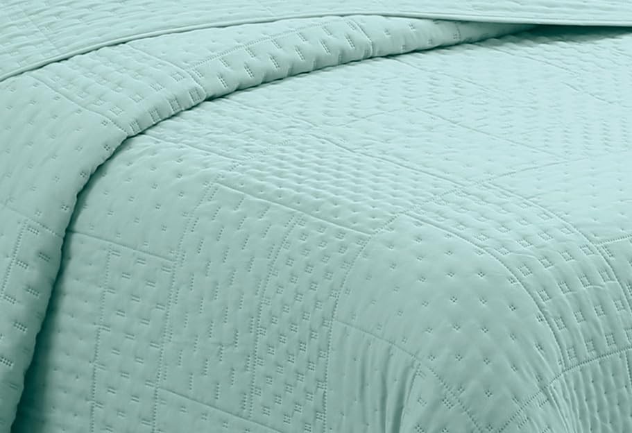 MK Collection Embossed Modern Ultasonic Quilted Oversized Full/Queen Aqua gallery