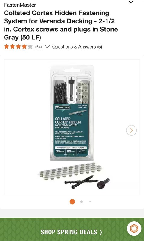 Veranda Cortex Hidden Fastening System 2-1/2 in Stone Gray 75 Screws 80 Plugs gallery