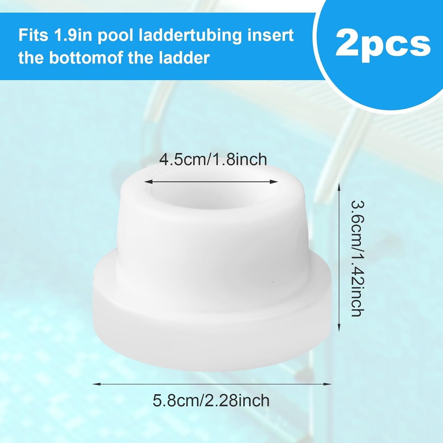 2 Pack Pool Ladder Bumpers Rubber End Caps for 1.9" Tubing Protects Pool Liner gallery