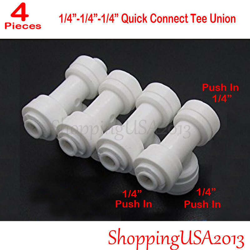 4 Pcs Quick Connect Tee Union Fitting 1/4" Quick Connector Push in Ro Filter BSP gallery
