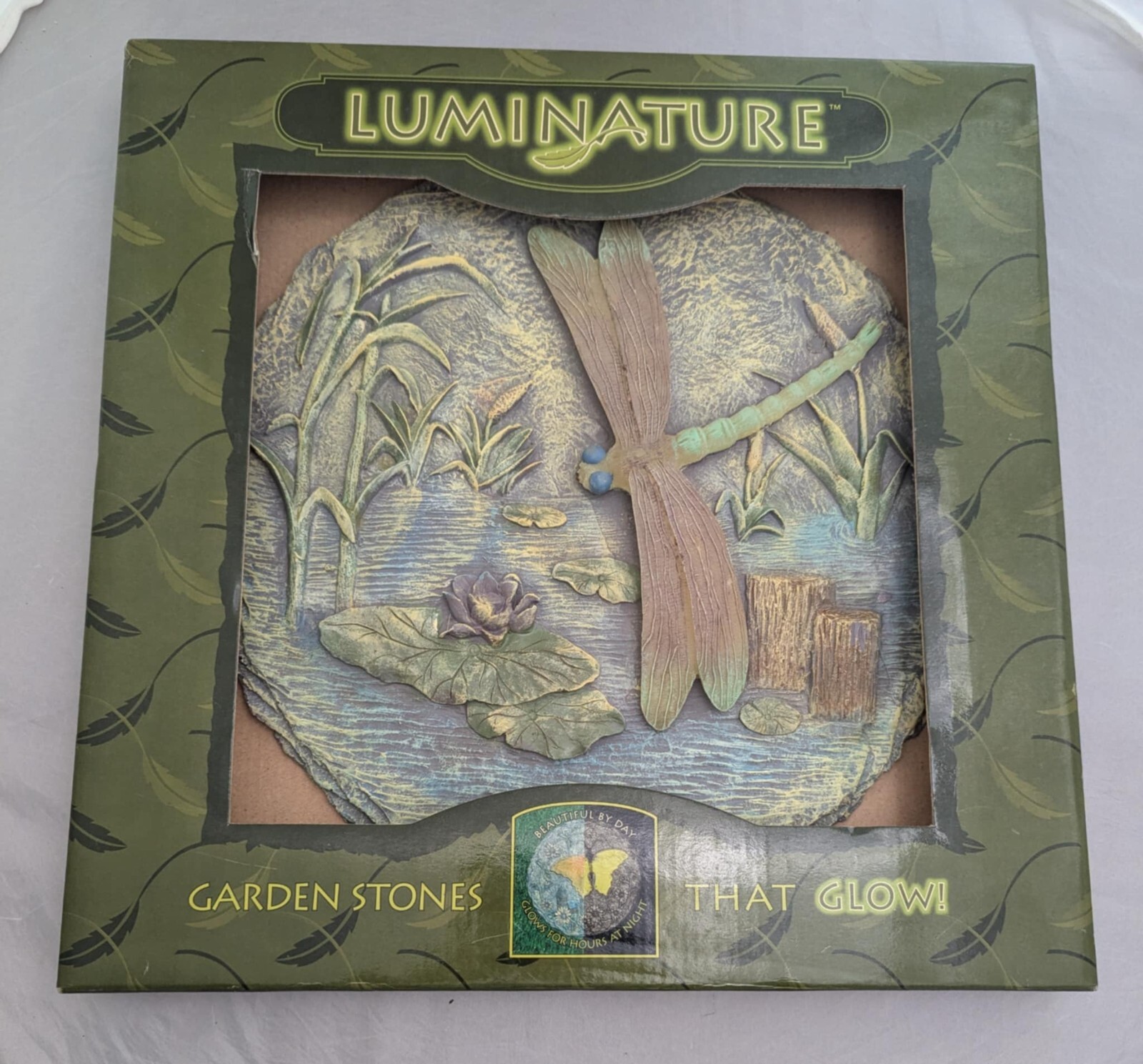 Luminature Garden Stepping Stone–Colorful Glow Dragonfly Flower Pond Design NIB gallery