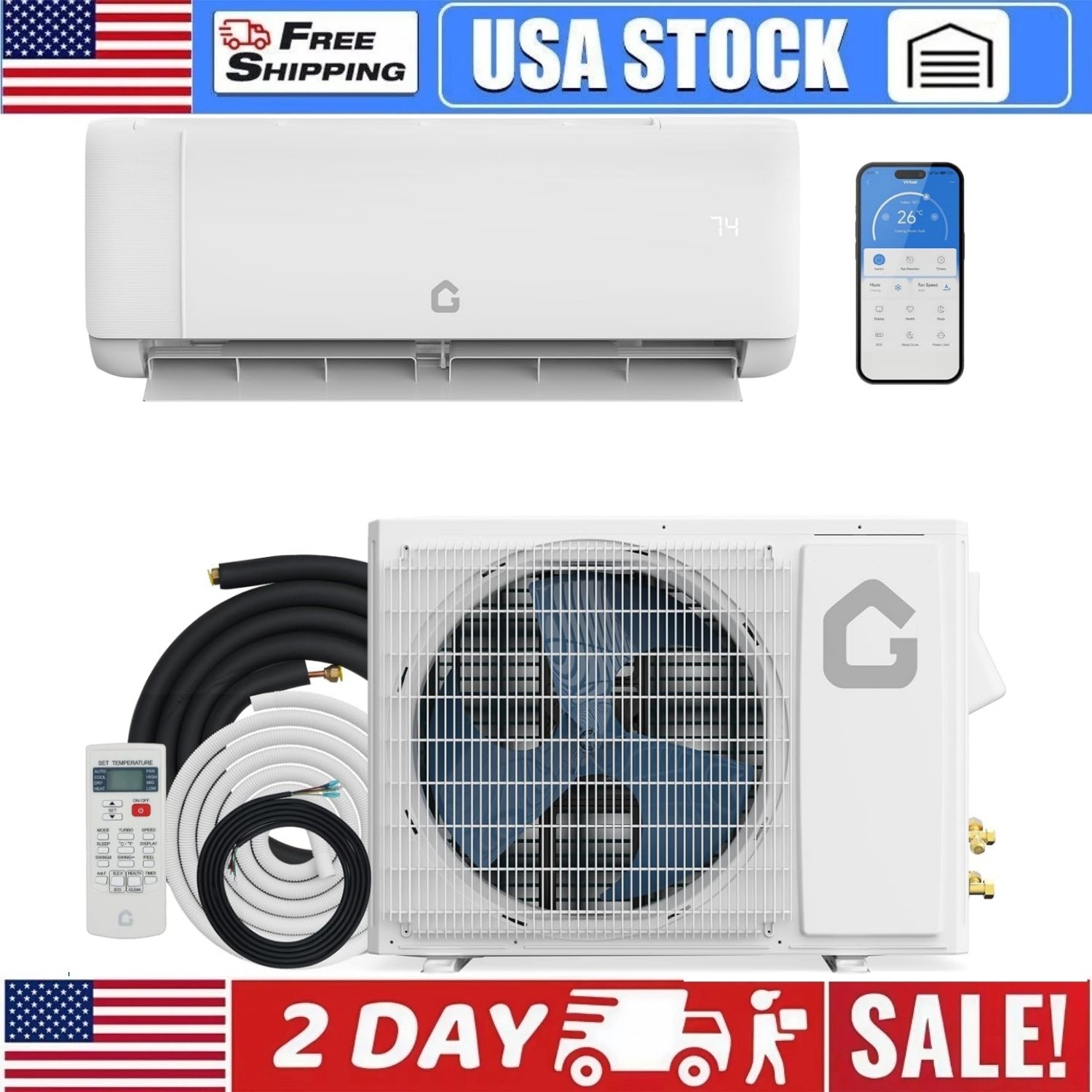 24000 BTU Mini Split Air Conditioner & Heat Pump 19 SEER2 Ductless Mini Split gallery