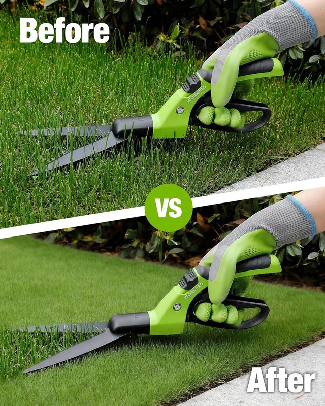 WORKPRO 15" Grass Shears Handheld Grass Clippers 360° Swivel Blade Grass Cutter gallery