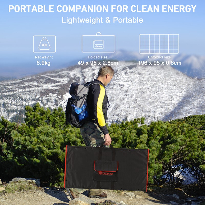 Dokio 300W 12V Foldable Mono Solar Panel Kit with Separate Controller for travel gallery