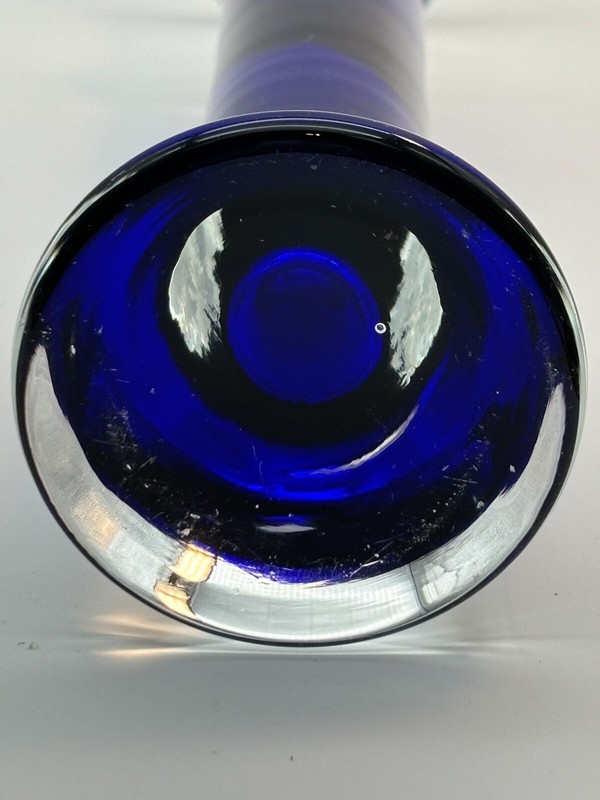 Crate & Barrel Candle Stick Holder Cobalt Blue Glass Taper 10 In. gallery