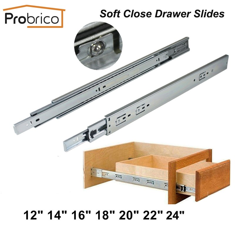 Probrico Soft Close Drawer Slides Full Extension Ball Bearing Side or Rear Mount gallery