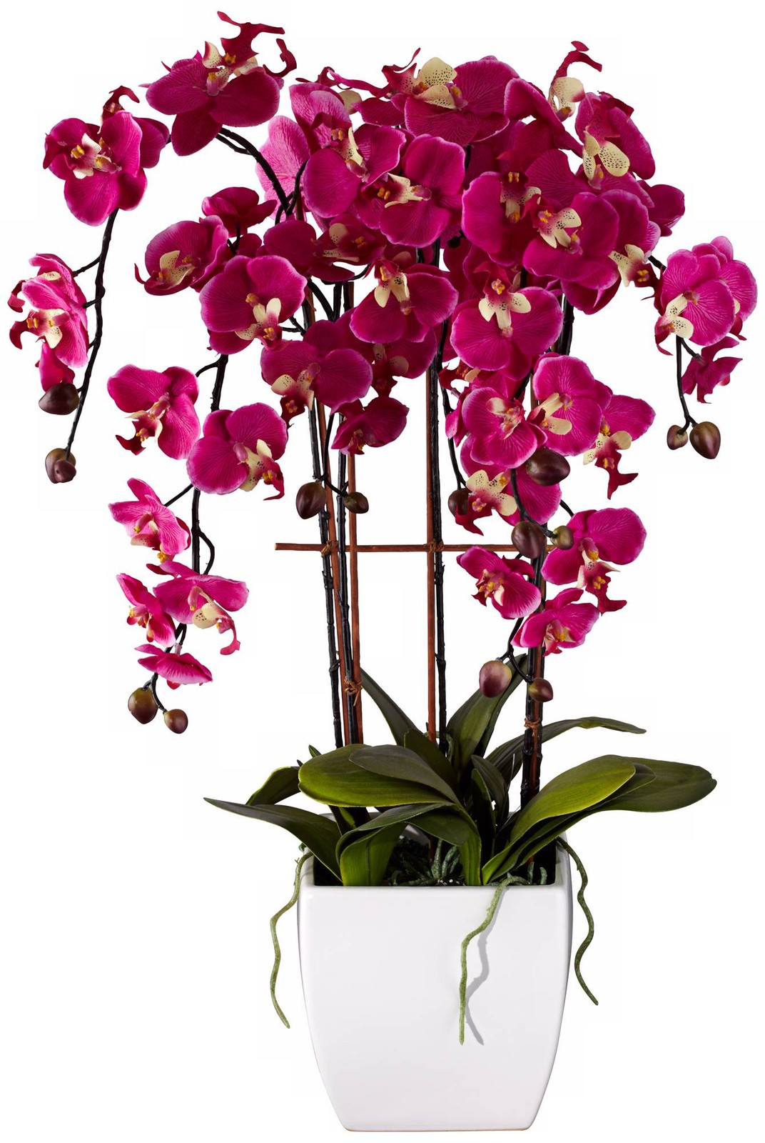 Potted Faux Artificial Flowers Realistic Purple Fuchsia Orchid in Pot Home Decor gallery