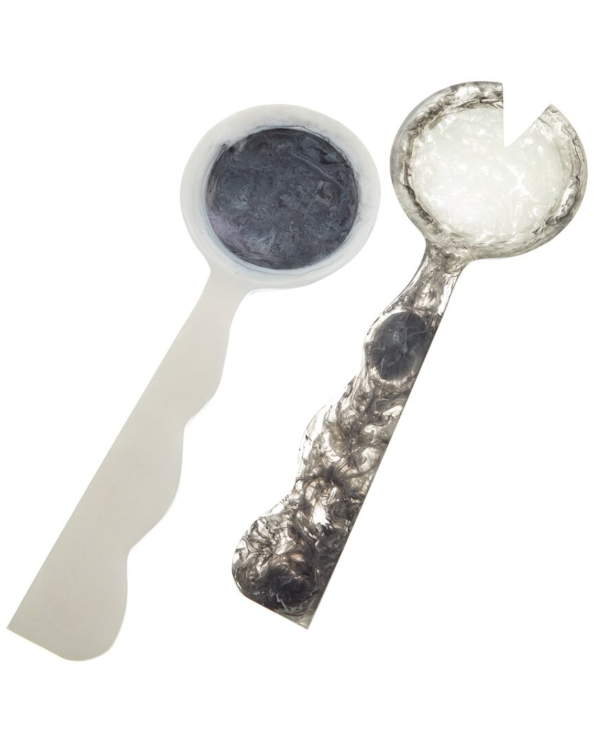 Jonathan Adler Como Ripple Salad Servers Black gallery