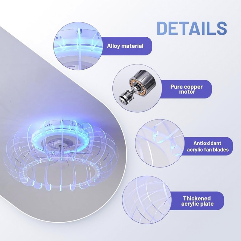 21" LED Ceiling Fan with RGB Light Bluetooth Speaker Flush Mount Remote Control gallery