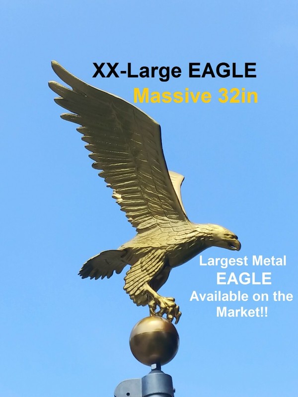 Flagpole Eagle Topper Decorative SILVER Finial Globe Outdoor XX-Large 32 inch gallery