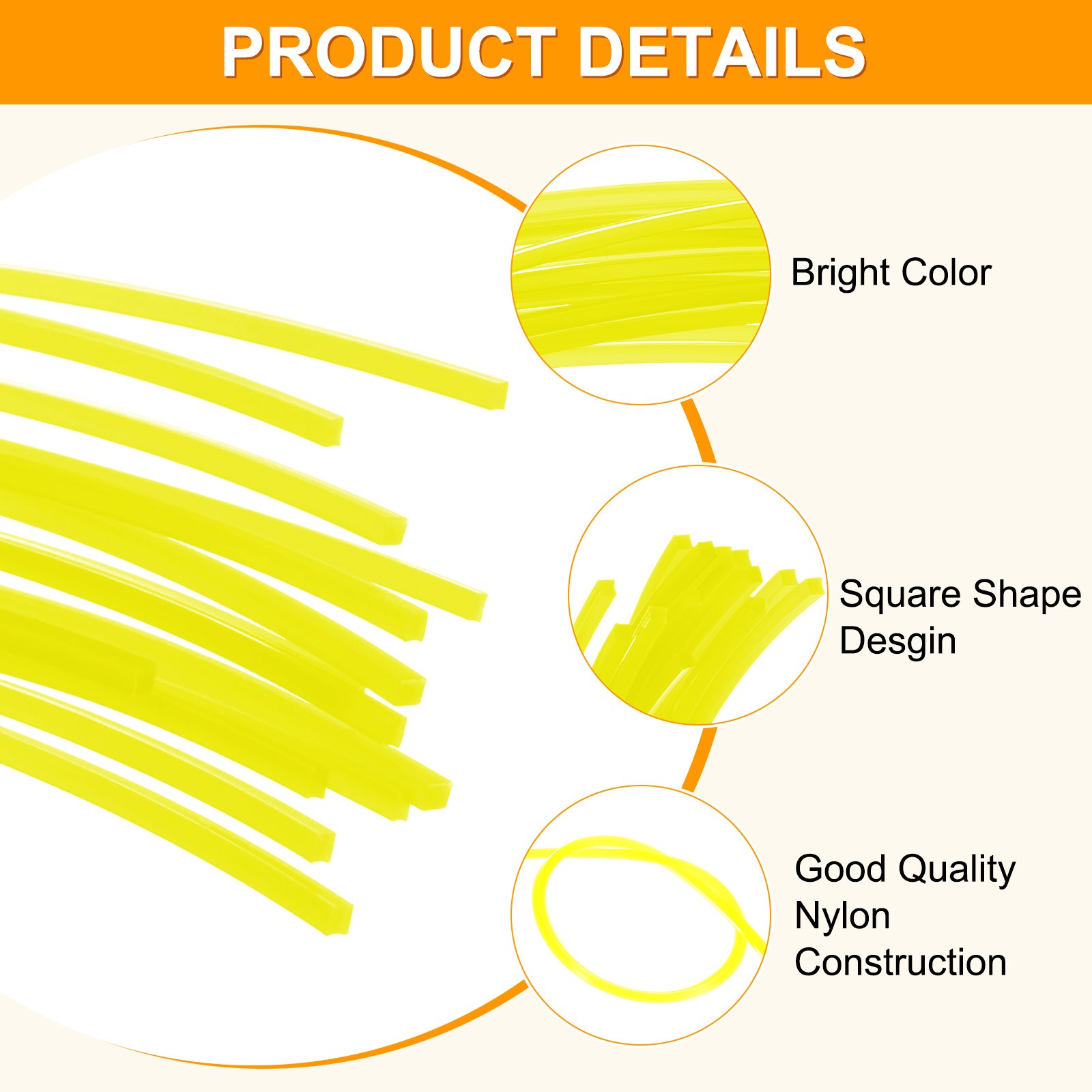 100Pcs 30x0.24cm Pre-Cut Trimmer Line Replacement, Square Nylon Line Yellow gallery
