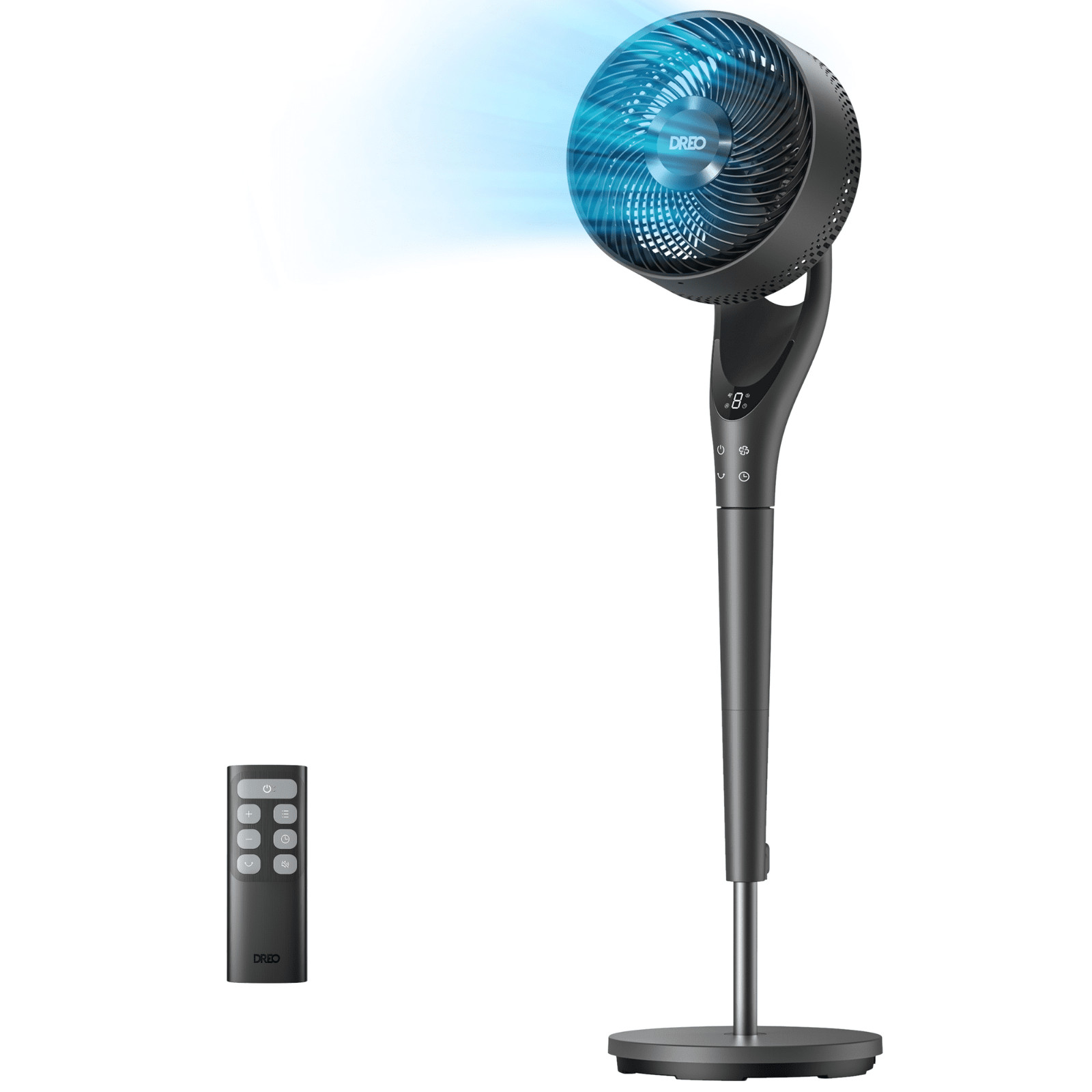 DREO Pedestal Fan with Remote, Quiet 25dB DC Motor Standing Fan, 9-Speed, Black gallery