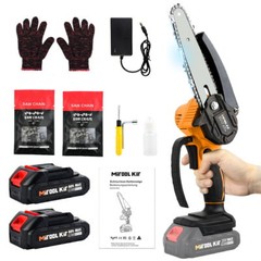 Mini Cordless Chainsaw whit 2 20V 2.0AH Battery +2 Chain 6-Inch Mini Pruning Saw