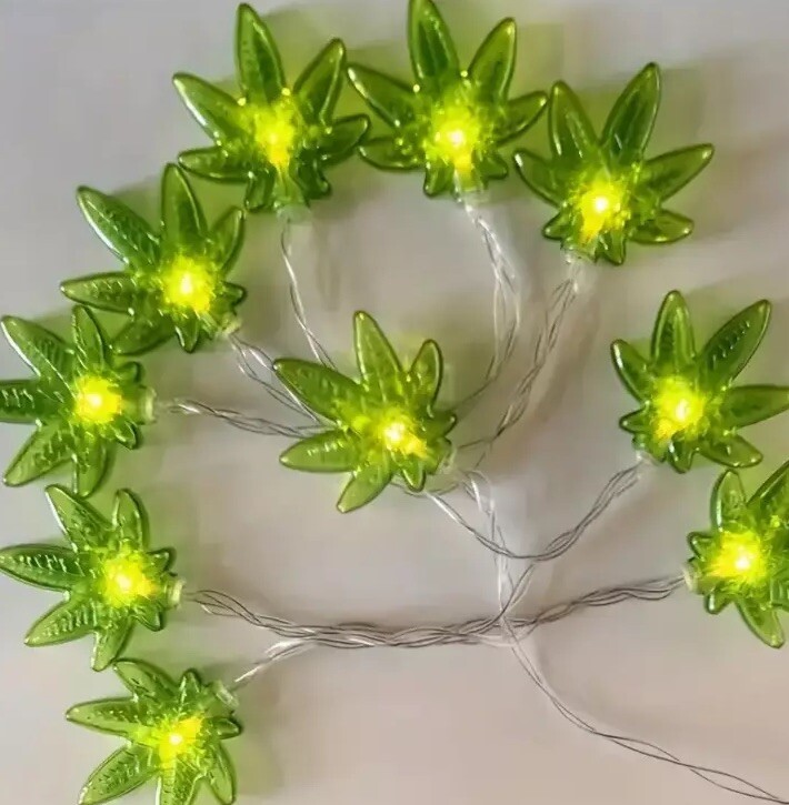 Weed Marijuana Leaf, Battery LED Fairy String Wire Lights, Indoor, String Of 20 gallery