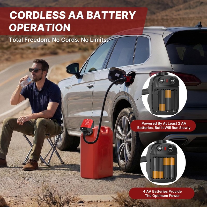 Automatic fuel transfer pump with autostop, aa gas can battery operated extra gallery