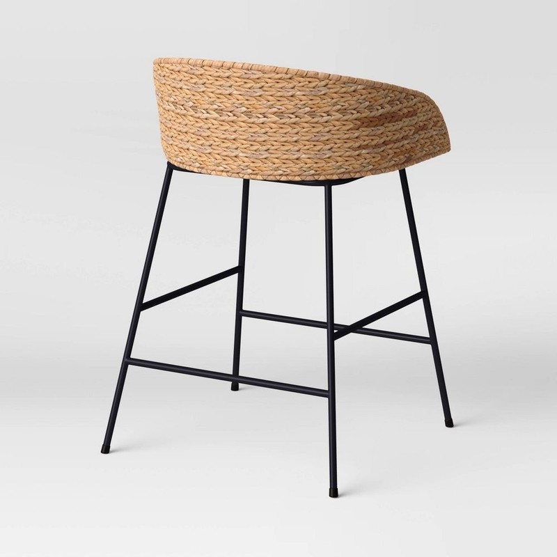 Threshold Barrel Style Bar Stool Rustic Industrial Metal Kitchen 24.02" gallery