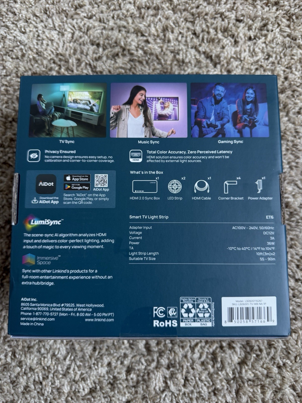 Linkind Smart TV Light Strip w/ HDMI Sync Box 90" (LS0600116267) SHIPS FREE 🔥 gallery