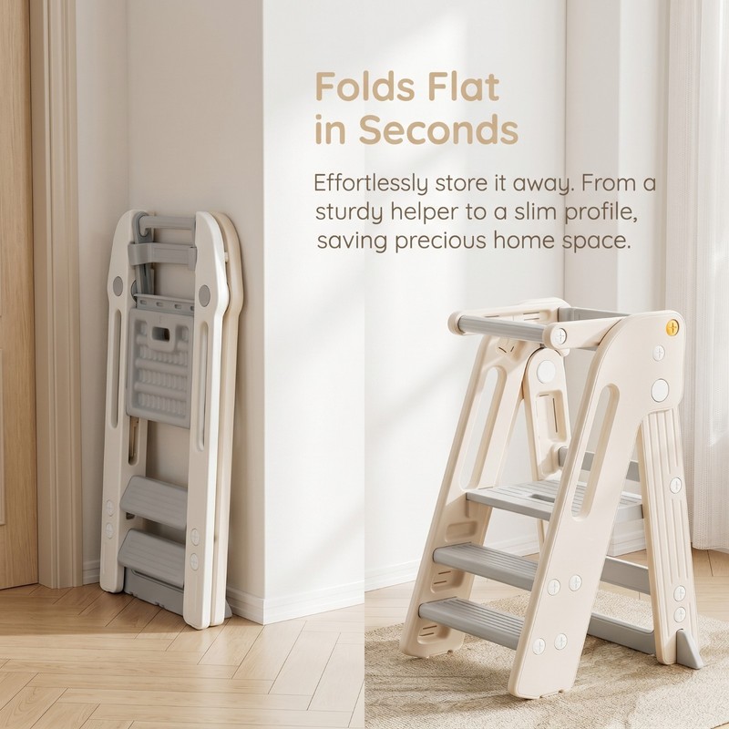 Foldable Toddler Tower Kitchen Step Stool for Kids gallery
