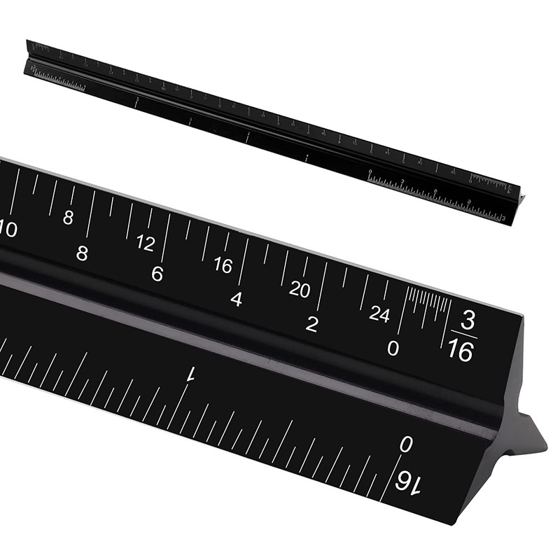 12"Architectural Scale Ruler, Aluminum Scale, Triangular Ruler,Scale Ruler Black gallery