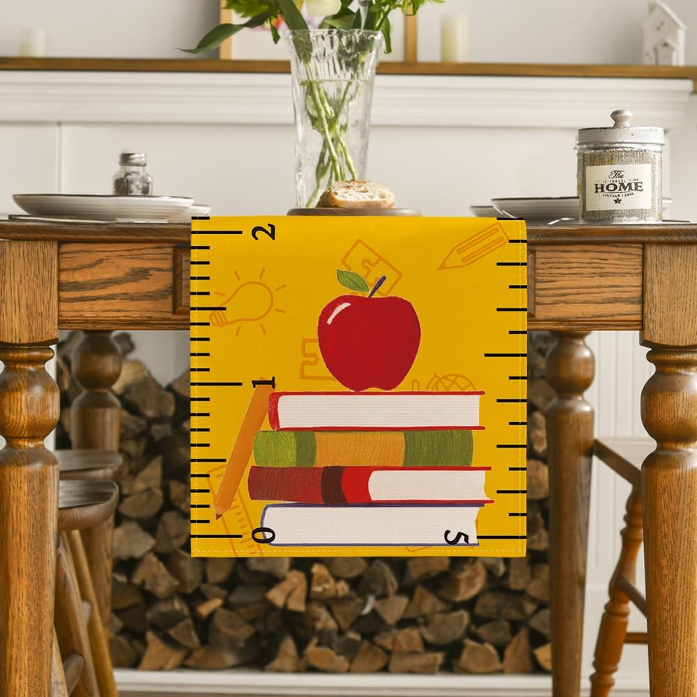 Student Table Runner, First Day of Decor, Home Party, 13x72 Inch, Yellow gallery