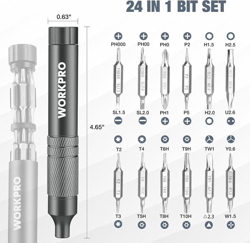 WORKPRO 24 in 1 Multi Bit Mini Screwdriver Set Magnetic Manual Pen Screwdrivers gallery