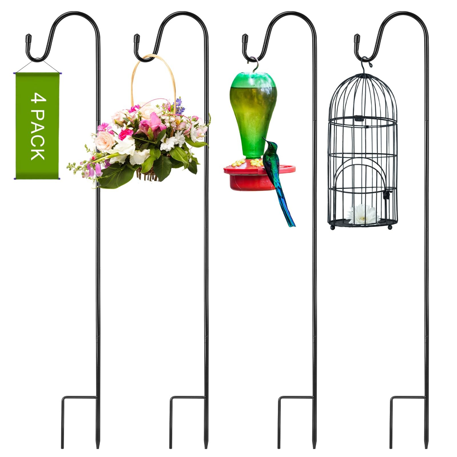 Suzile 4 Pcs 32 Inch Shepherds Hooks for Outdoor Bird Feeders Pole Metal Garden gallery