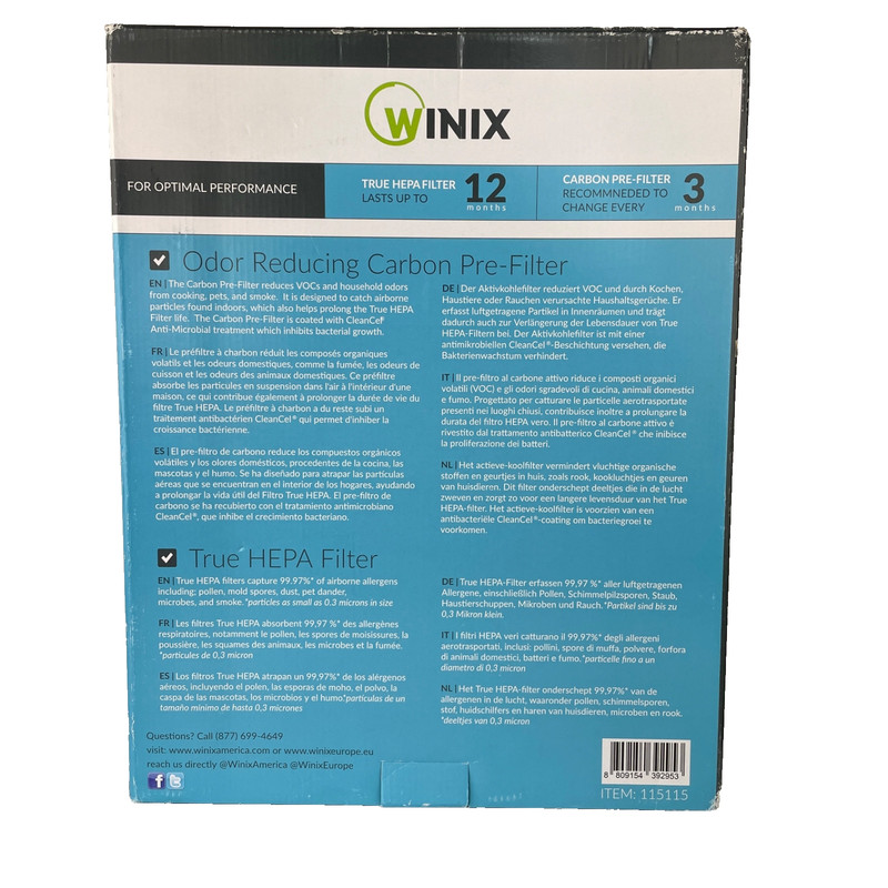 Winix 115115 Replacement Filter Set (Filter A) 4 Carbon + 1 True Hepa gallery